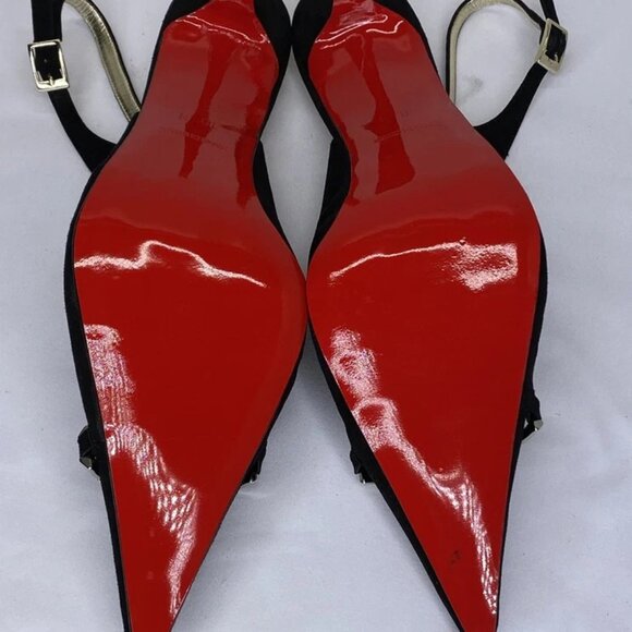 NEW MONIQUE Women’s Suede Slingback Pointed Toe High-Heel Pumps – Black–Size 10M - Picture 7 of 8